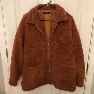 Misguided chestnut teddy coat